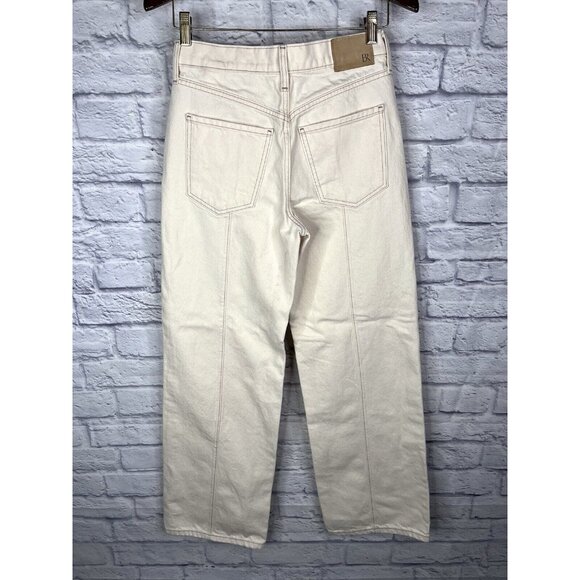 BANANA REPUBLIC Women's Ivory Button Fly Wide Leg Jeans Size 27 - Picture 7 of 7
